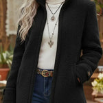 Emma | Women's Fleece Zip-Up Teddy Coat Stand Collar