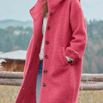 Victoria | Women's Long Hooded Button-Front Fleece Coat