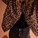 Evelyn | Women's Oversized Leopard Print Snap-Button Quilted Jacket
