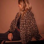Evelyn | Women's Oversized Leopard Print Snap-Button Quilted Jacket