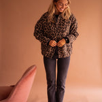 Evelyn | Women's Oversized Leopard Print Snap-Button Quilted Jacket