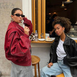 Camila | Women's Oversized Quilted Jacket Contrast Stitch Bomber