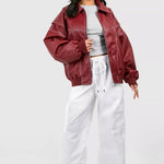 Camila | Women's Oversized Quilted Jacket Contrast Stitch Bomber
