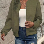 Emma | Women's Quilted Zip-Up Bomber Jacket Textured Cropped