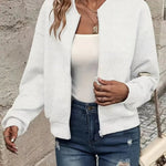 Emma | Women's Quilted Zip-Up Bomber Jacket Textured Cropped