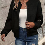 Emma | Women's Quilted Zip-Up Bomber Jacket Textured Cropped