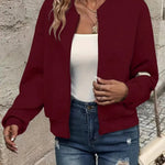 Emma | Women's Quilted Zip-Up Bomber Jacket Textured Cropped