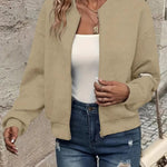 Emma | Women's Quilted Zip-Up Bomber Jacket Textured Cropped