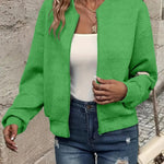 Emma | Women's Quilted Zip-Up Bomber Jacket Textured Cropped
