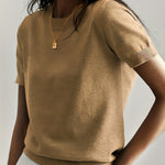 Amelia - Women's Relaxed-Fit Short-Sleeve Knit Sweater Top