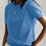 Amelia - Women's Relaxed-Fit Short-Sleeve Knit Sweater Top