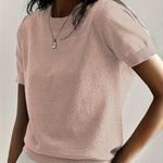 Amelia - Women's Relaxed-Fit Short-Sleeve Knit Sweater Top