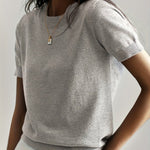 Amelia - Women's Relaxed-Fit Short-Sleeve Knit Sweater Top