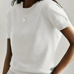 Amelia - Women's Relaxed-Fit Short-Sleeve Knit Sweater Top