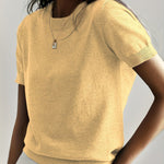 Amelia - Women's Relaxed-Fit Short-Sleeve Knit Sweater Top