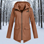Layla | Women's Waterproof Hooded Rain Jacket Zip-Up Longline