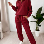 Women's Contrast Side Stripe Two Piece Sweatsuit Half Zip Sweatshirt and High Waisted Joggers Set Casual Tracksuit