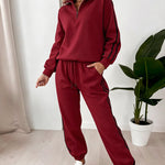 Women's Contrast Side Stripe Two Piece Sweatsuit Half Zip Sweatshirt and High Waisted Joggers Set Casual Tracksuit