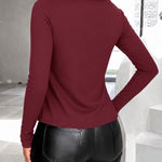 Women's Long Sleeve Top Sparkly Rhinestone Cutout Tee Slim Fit Round Neck T-Shirt