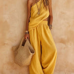 One-shoulder Sleeveless Top And Pants Casual Set