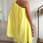 3D Flower Decor One Shoulder Sleeveless Mini Dress Casual A Line Vacation Dress