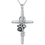 925 Sterling Silver Paw & Cross Necklace